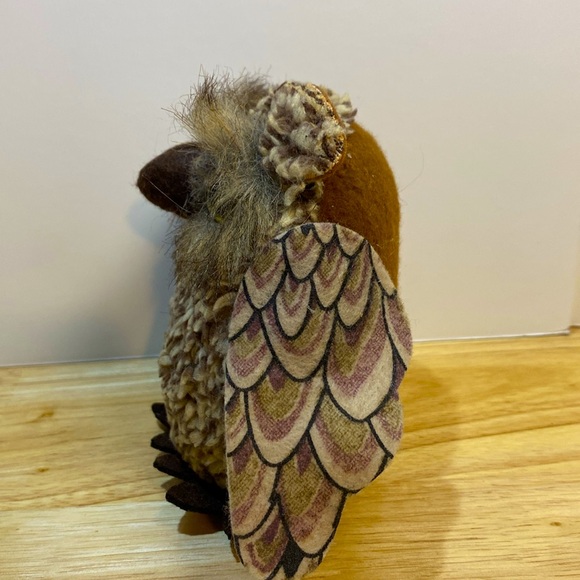 Tiny But Cute!! Plush Stuffed Bean Bag Brown Back Owl With Big Black Eyes - Picture 4 of 7